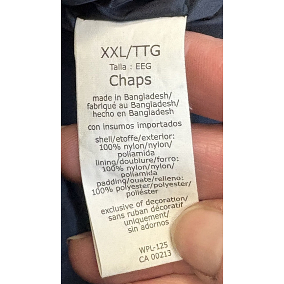 Chaps Men’s Blue Quilted Full-Zip Snap Sleeveless Vest Size XXL NEW - Picture 7 of 8